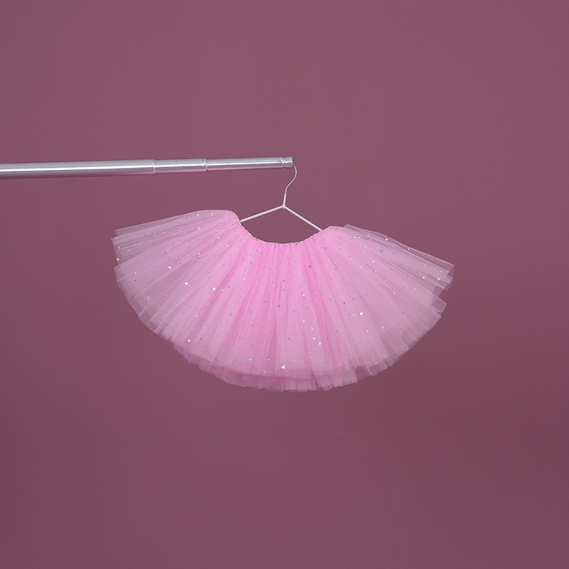 Chân Váy Múa Ba Lê Ngắn Màu Trắng Đính Kim Sa Lấp Lánh Dễ Thương Cho Bé Gái