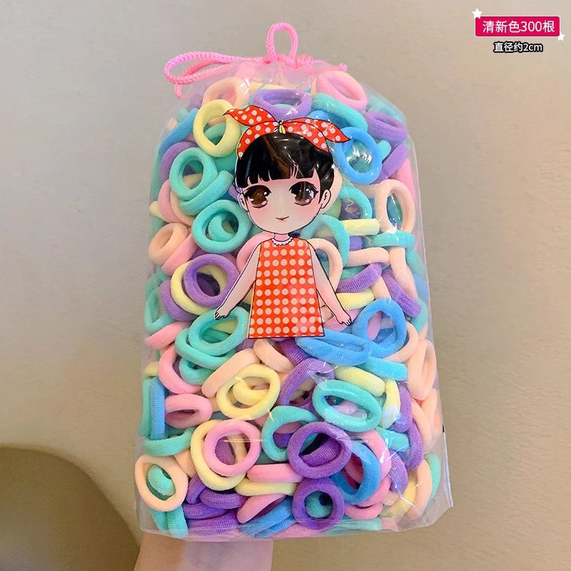 Set 300 Dây Buộc Tóc Co Giãn Nhiều Màu Sắc Chất Lượng Cao Cho Bé