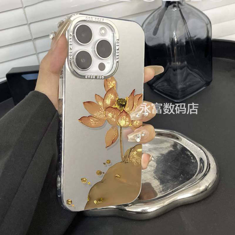 Ốp Điện Thoại Hình Hoa Sen Vàng Cho iphone 15 14 11 pro max x xr xs max 7 8 plus se 2020 12 pro max 12 mini 13 pro max