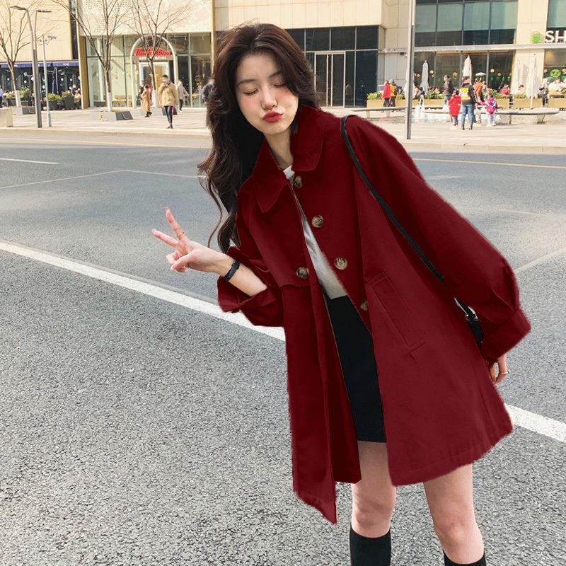 Áo Khoác Kaki Tay Phồng Dài Vừa Thời Trang Xuân Thu Phong Cách Mới 2023 Dành Cho Bạn Nữ 2023