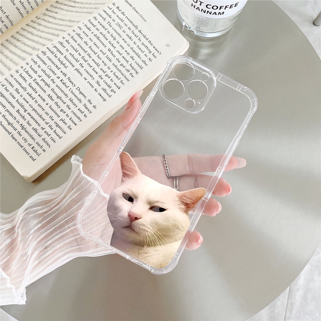 Ốp iphone silicon cạnh vuông in hình mèo hài bựa cho iphone 15 14 13 pro max plus 11 12 pro max mini x r s max 7 8 plus