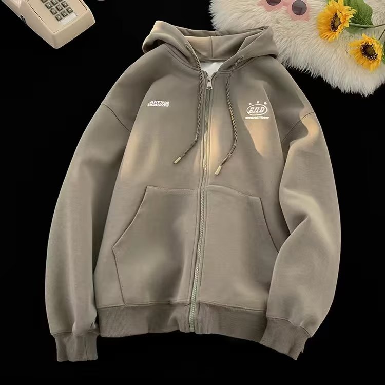 Áo Khoác hoodie Dáng Rộng Phối Khóa Kéo Đôi Phong Cách Hàn Quốc Cho Nam Giới Size m-8xl