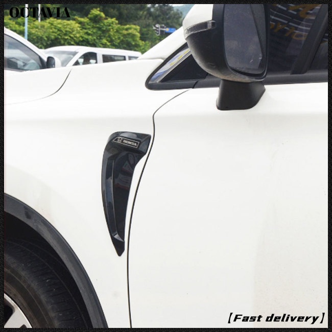 Bộ 2 Miếng Dán Cao Su Đen Hình Cá Mập Trang Trí Lỗ Thông Gió Xe Hơi