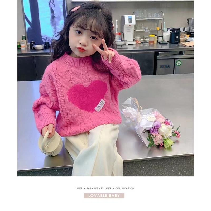 Áo Len Tay Dài Phong Cách Hàn Quốc Thời Trang Mới Cho Bé Gái