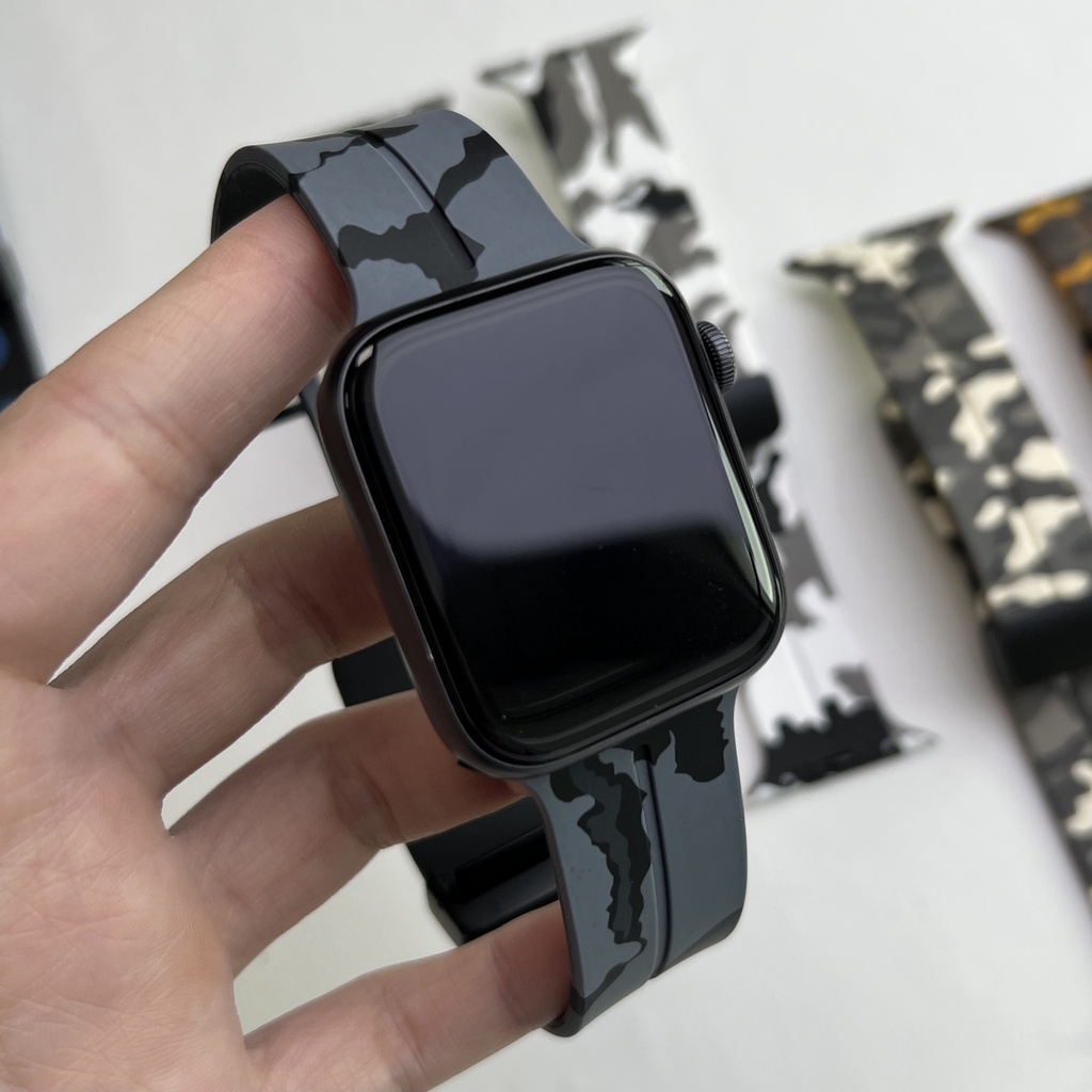 Dây Đeo Họa Tiết Rằn Ri Bằng silicone Cho Đồng Hồ Thông Minh Apple watch series 9 8 7 se 6 5 4 3 ultra iwatch 40mm 44mm 41mm 45mm 49mm