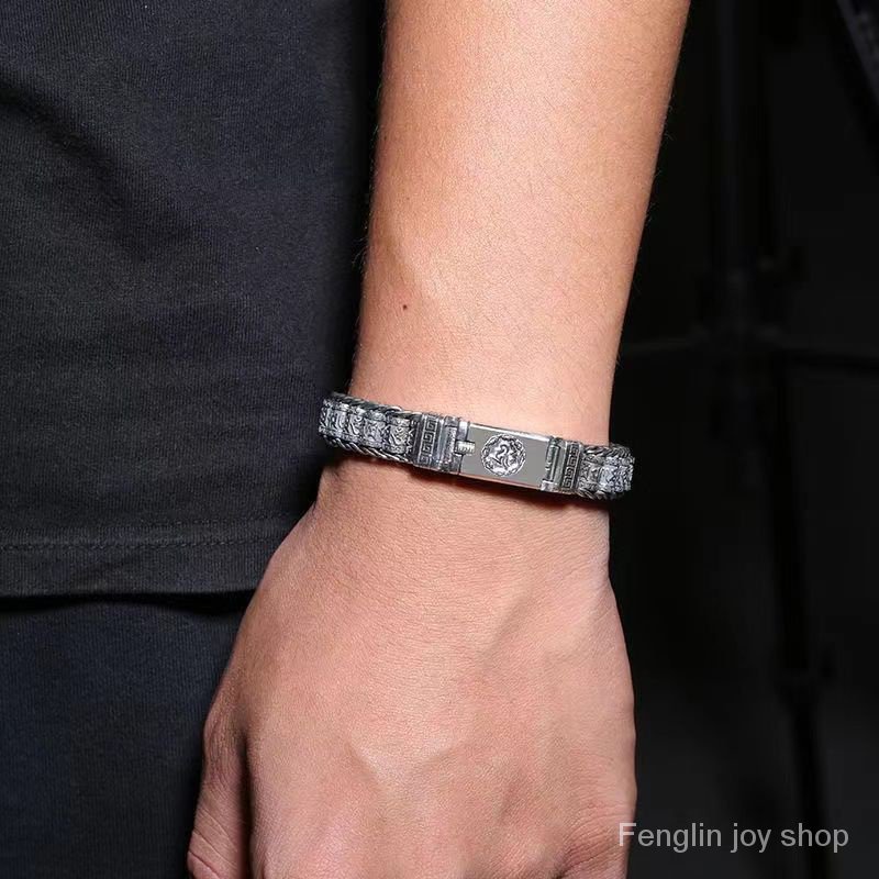 Vòng Đeo Tay s925 Dạng Lăn Bằng Bạc sterling Phong Cách retro Độc Đáo Cho Nam Thích Hợp Làm Quà Tặng Bạn Trai rgvp