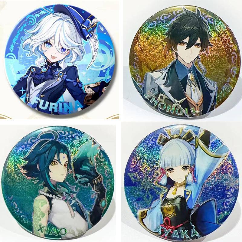 Huy Hiệu Cài Áo Hóa Trang Nhân Vật Trong game focalors furina raiden shogun yae miko zhongli keqing xiao hu tao nahida 75mm