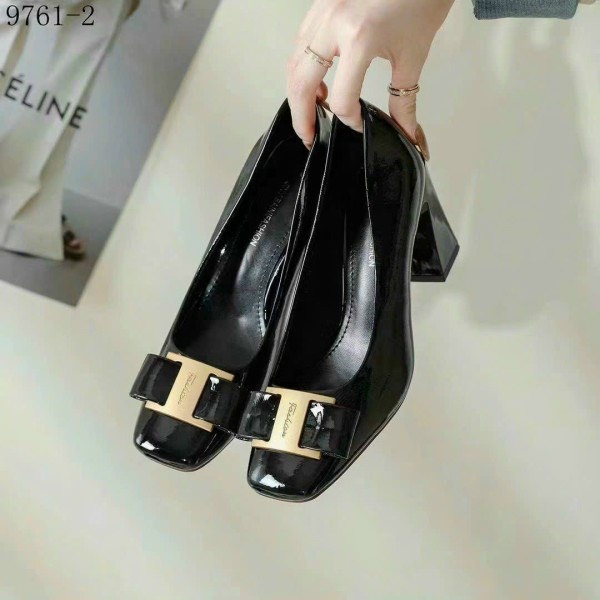 Giày gót vuông nữ đế dẹ cao 7cm,chất da bóng cao cấp mềm êm CGV32 ANN_Official