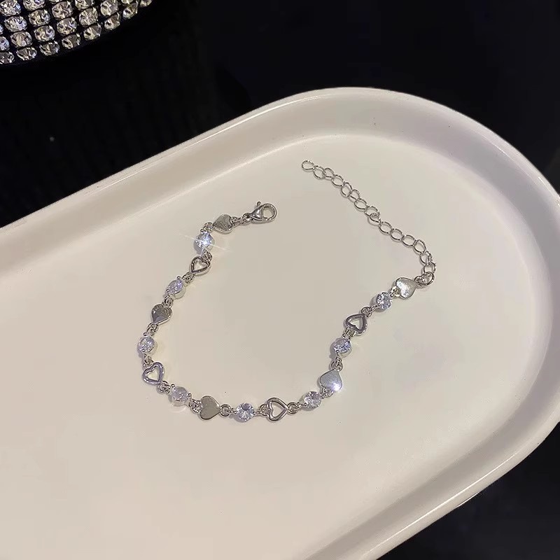 Vòng Đeo Tay Chuỗi Xích Trái Tim zircon Thời Trang Hàn Quốc Ngọt Ngào Cho Nữ