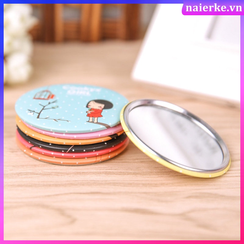 Gương Trang Điểm mini Bỏ Túi Hình Tròn Bằng Kính