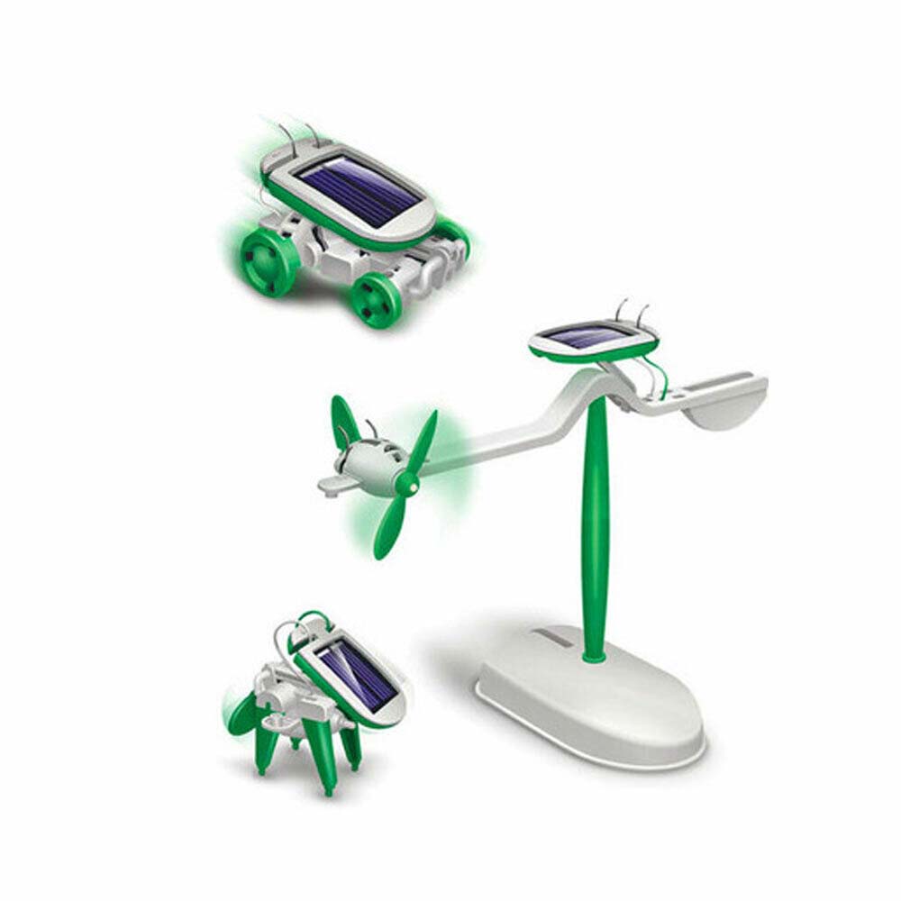 6 in 1 Solar DIY Educational Kit Toy Boat Fan Car Robot Windmill Puppy