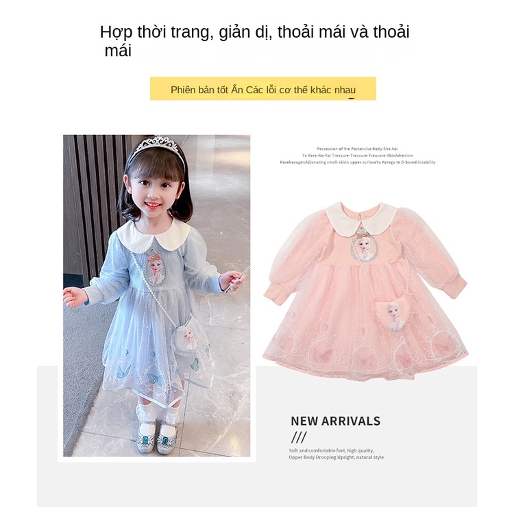 Đầm Công Chúa elsa Dễ Thương Thời Trang Thu Đông Cho Bé Gái 2-8 Tuổi