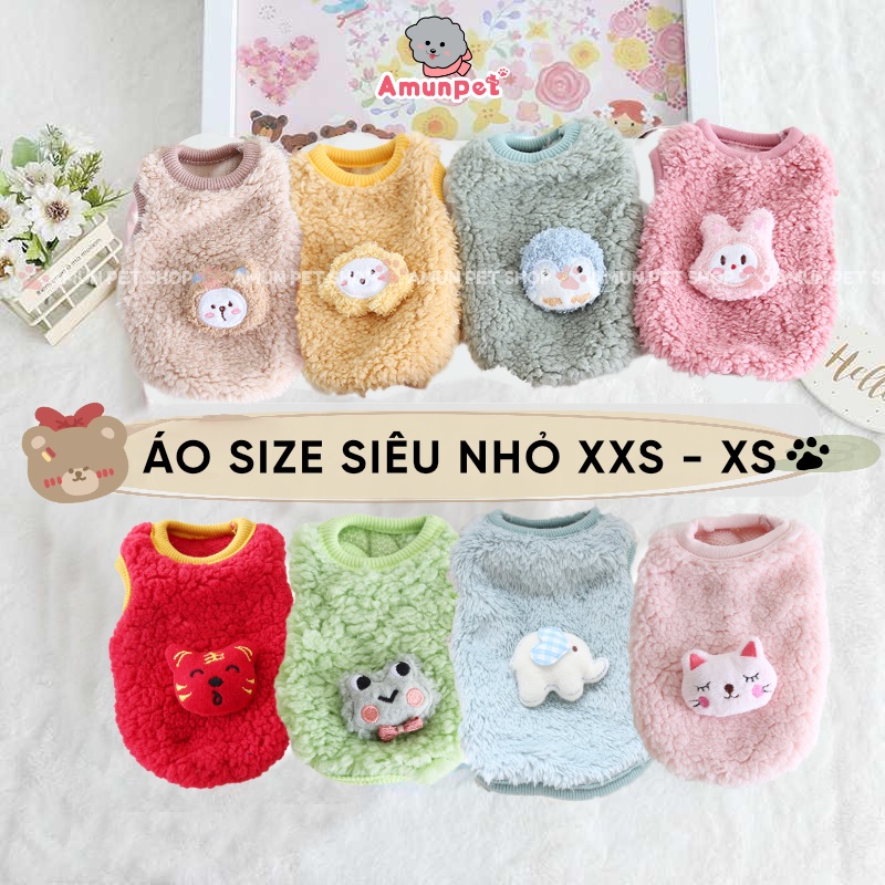 Áo Nỉ Cho Chó Mèo Con Size Bé Mới Sinh Siêu Nhỏ XXS - XS Quần Áo Thú Cưng Mặc Mùa Đông Ấm Giá Rẻ Amun Pet