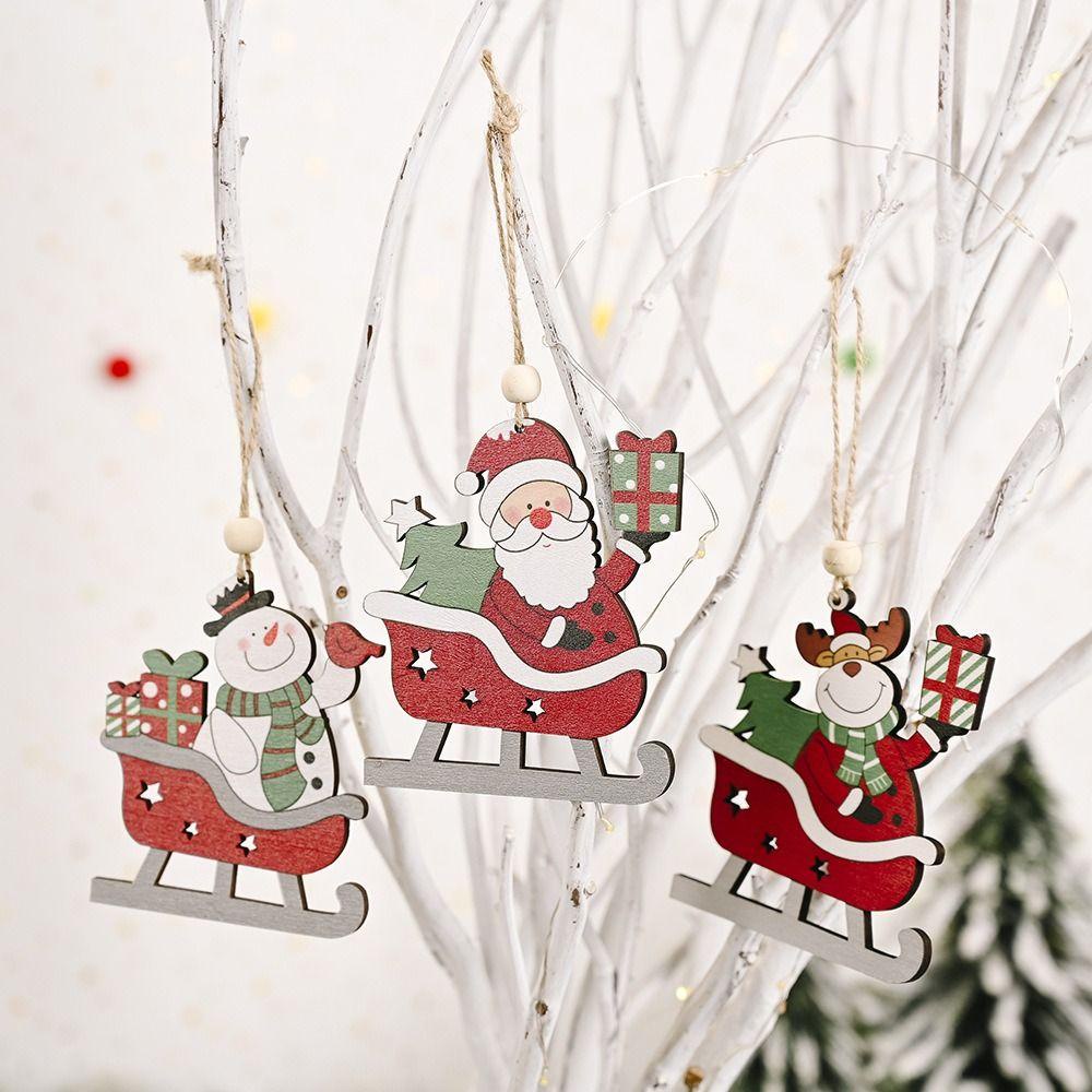 Phụ Kiện Treo Trang Trí Cây Thông Giáng Sinh Bằng Gỗ Hình Người Tuyết / Hươu / Ông Già Noel handmade diy