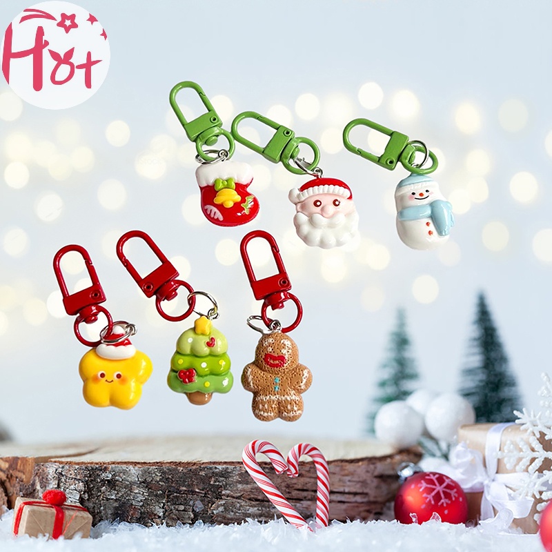 Jr Móc Khóa Hình Búp Bê Gừng / Ông Già Noel / Người Tuyết Hoạt Hình Dễ Thương Trang Trí Cây Thông Giáng Sinh vn