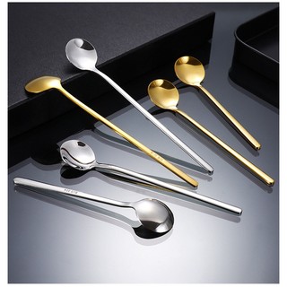Thìa inox tay cầm dài thìa cà phê chất lượng cao thìa khuấy gia đình 13cm/15cm/17cm