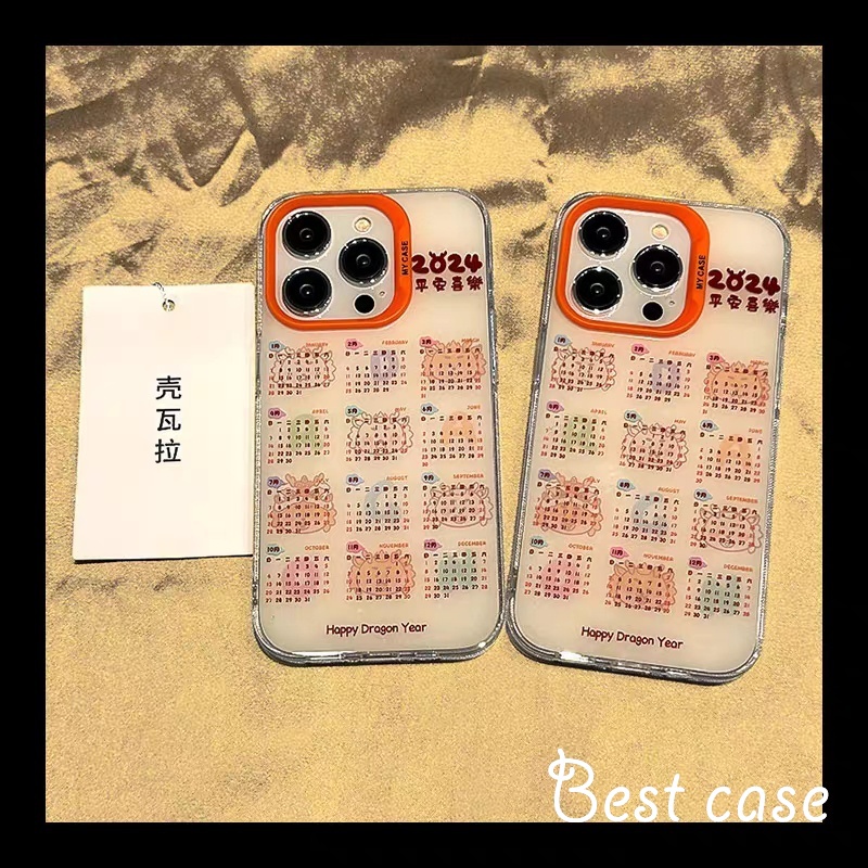 Ốp Điện Thoại Cứng In Hình Lịch 2024 Cho iphone 11 12 13 14 15 pro max