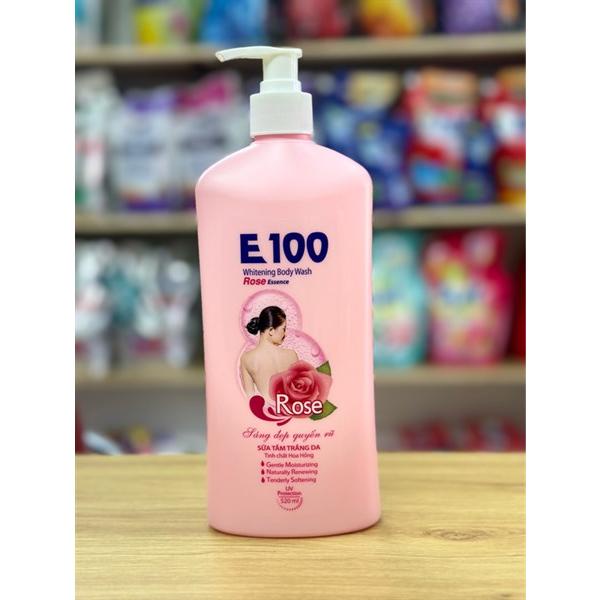 Sữa tắm E100 với tinh chất hoa hoa hồng, giúp da sáng đẹp quyến rũ 520ml