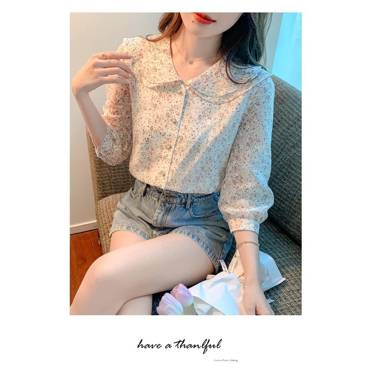 Plus Áo chiffon Nữ Tay Ngắn In Hoa Thời Trang Mùa Hè