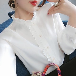Áo Sơ Mi Trắng Tay Dài Dáng Rộng Kiểu Hàn Quốc Thời Trang Công Sở 2024 Mới