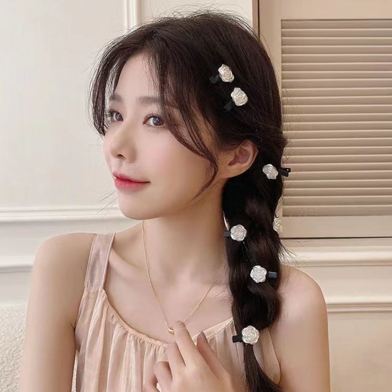 1 Kẹp Tóc Hình Hoa Hồng Màu Trắng Ngọt Ngào Thời Trang Cho Nữ
