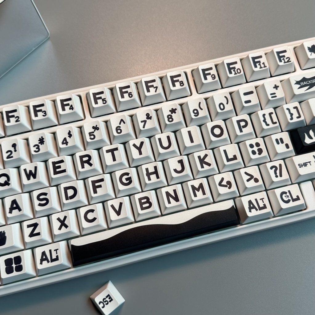 Keycaps chủ đề ký tự lớn màu đen, keycap phím 127/130, chiều cao CHERRY, thăng hoa PBT, phù hợp với bàn phím phím 87/68/84/104/108