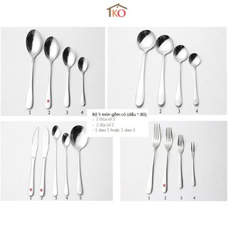 Bộ dao thìa dĩa inox cao cấp trơn 5 món phong cách Âu