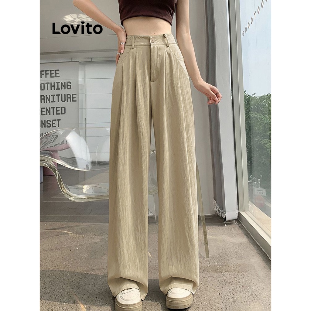 Quần dài Lovito có túi màu trơn thường ngày cho nữ LNA21263