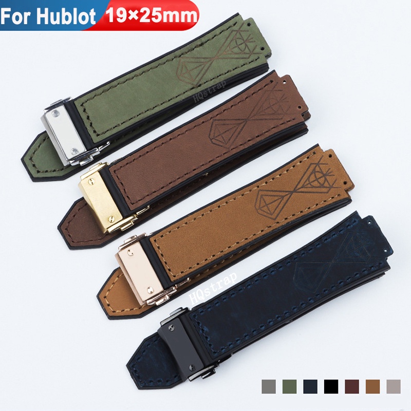 HUBLOT Dây Đeo Đồng Hồ Bằng Da Cao Su Nhám 19X25Mm Có Khóa Bằng Thép Không Gỉ Phong Cách Thể Thao Cho Nam