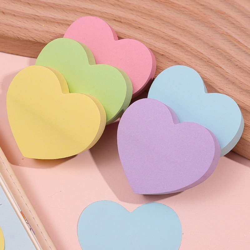 Giấy Dán Ghi Chú / Giấy Ghi Chú Di Động Hình Trái Tim Nhiều Màu Sắc Đơn Giản Cho Trường Học / Văn Phòng Phẩm Học Sinh / Văn Phòng Phẩm mini