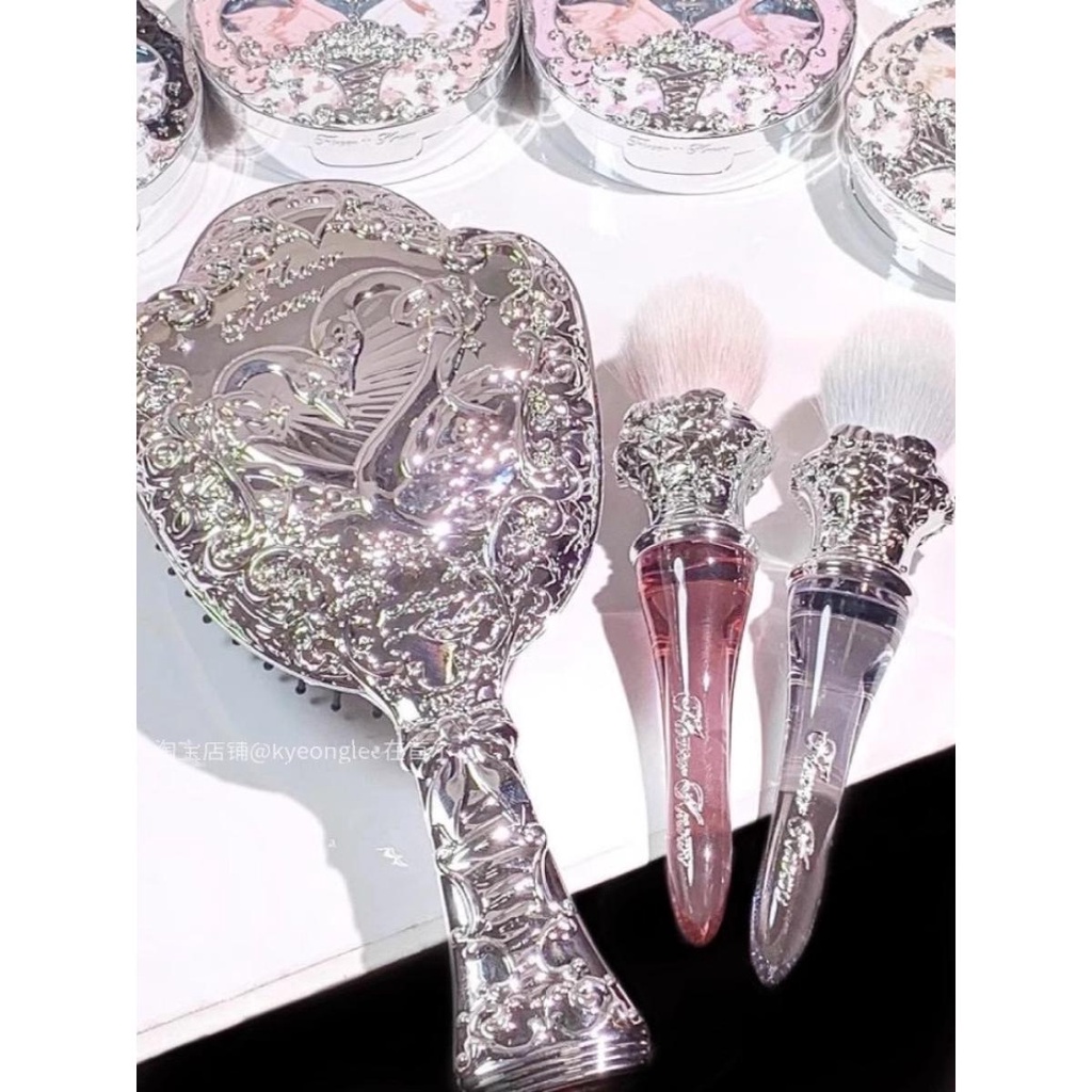 Bộ Hộp Kẹp Tóc / Gương Cầu / Cọ / Gương Trang Điểm Cầm Tay Hình Thiên Nga / Bông Hoa / Chấm Bi Nhiều Màu Sắc