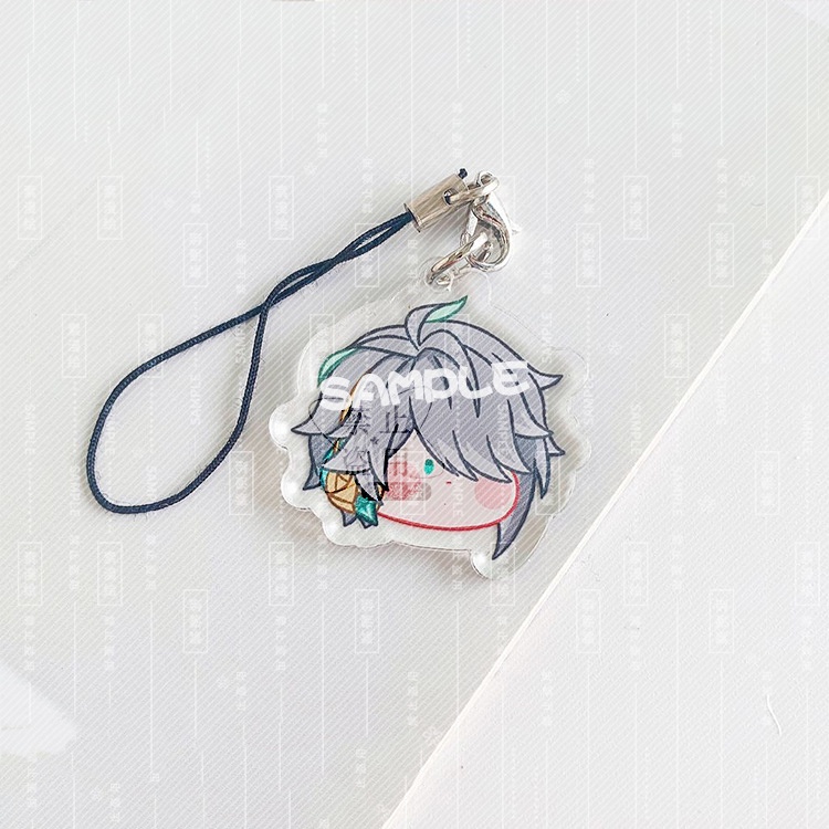 Dây treo điện thoại GENSHIN IMPACT FACE CHIBI game mica acrylic dây móc khóa ayato childe raiden yae miko cyno nilou