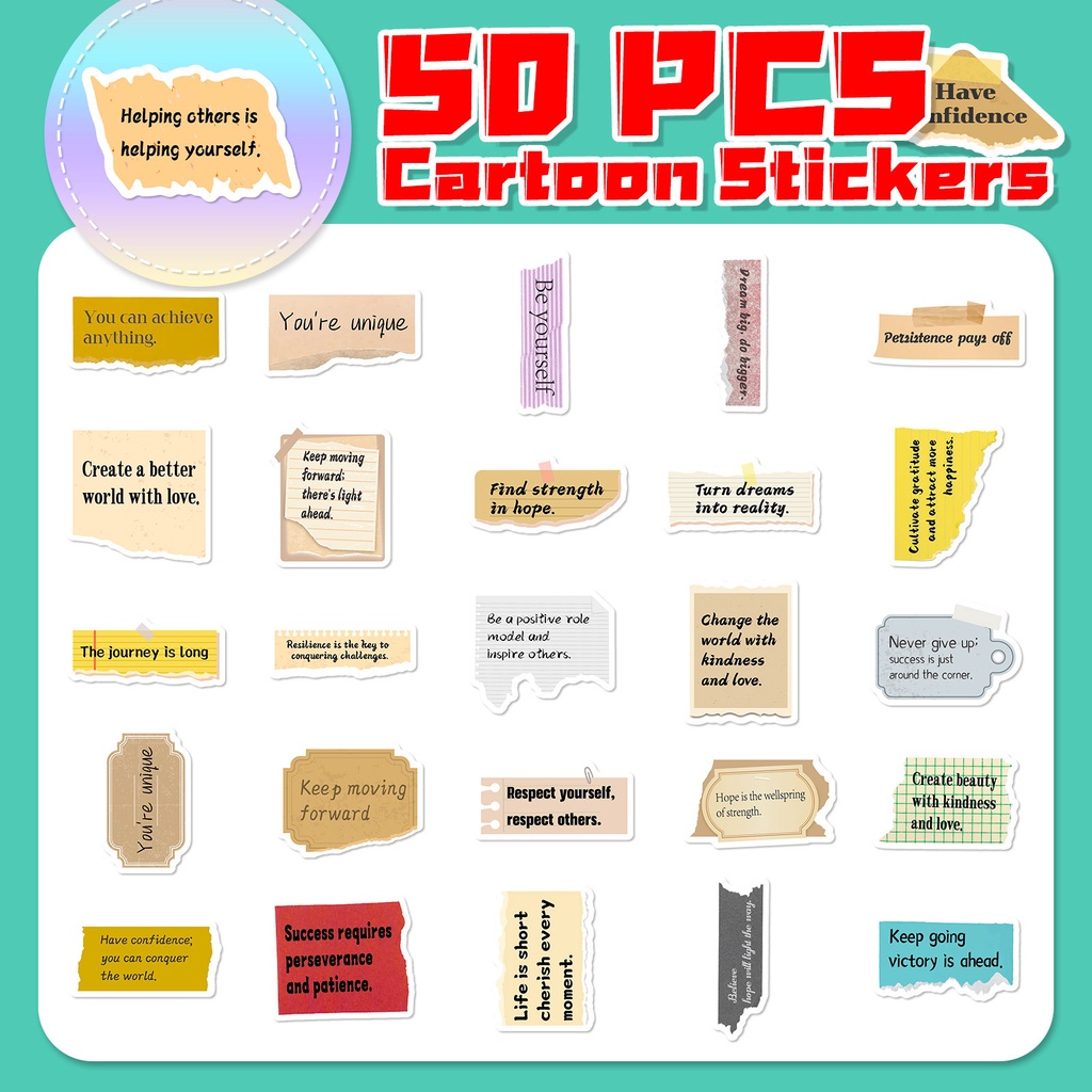 Bộ 50 Miếng Dán Viết Chì Hình Dạng Không Đều graffiti Truyền Cảm Hứng Cho Mũ Bảo Hiểm / Xe Đạp / Đề Canlanstickersworld