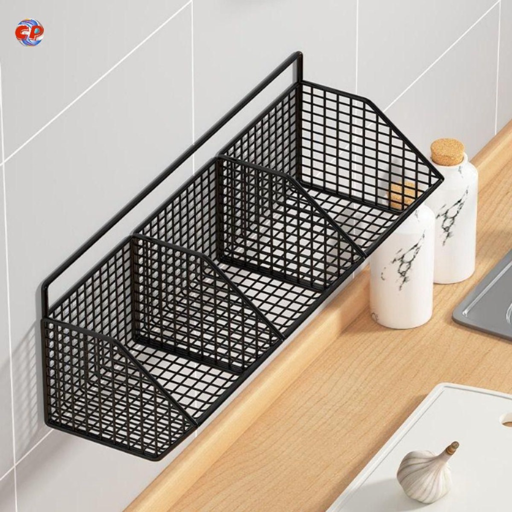 Kệ để gia vị nhà bếp  đựnġ hành tỏi, giá đựnġ đồ nhà tắm dán tường chắc chắn tiện lợi