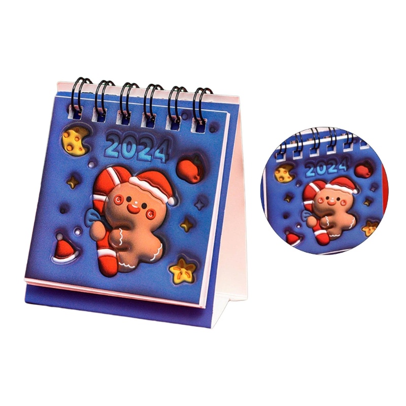 Lịch Giáng Sinh 2024 Để Bàn mini Họa Tiết Hoạt Hình Dễ Thương 01 2024 Đến 12 2024