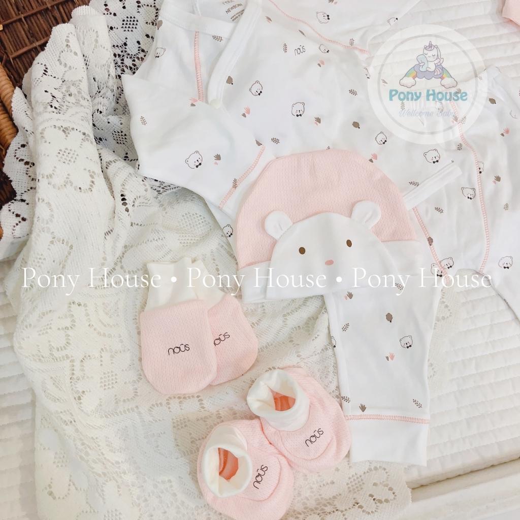 Set Đồ Sơ Sinh Nous 6 Chi Tiết Bộ Quần Áo, Body Dài, Mũ, Yếm, Bao Tay, Bao Chân Cho Bé Sơ Sinh Set Quà Tặng Kèm Hộp Nous
