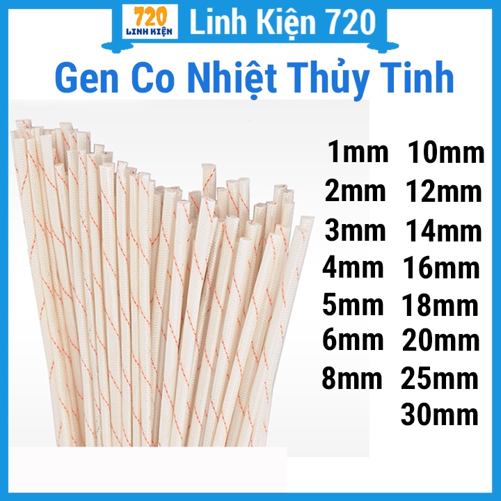 Ống gen thủy tinh co nhiệt dài 90cm/1 sợi cách điện, chống cháy bảo vệ mối nối trên dây điện nhiều kích thước