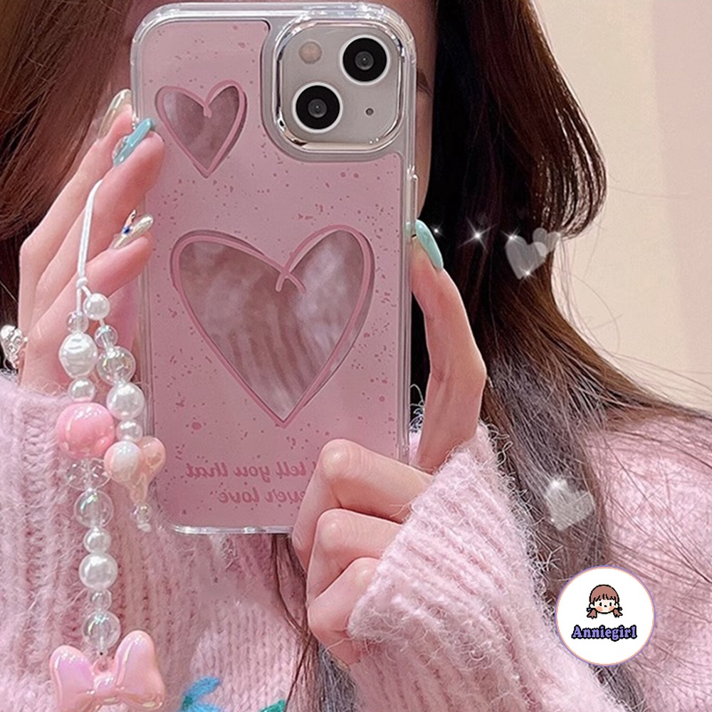 Ôp Điện Thoại Cứng Có Gương Trang Điểm Hình Trái Tim Cho iphone 11 14 pro max 15 pro max 13 pro max 12 x xs xs max xr Ốp