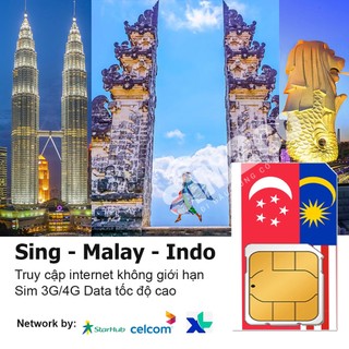 Sim du lịch Singapore, Malaysia, Indonesia - Sim data tốc độ cao 4G, không giới hạn 3G