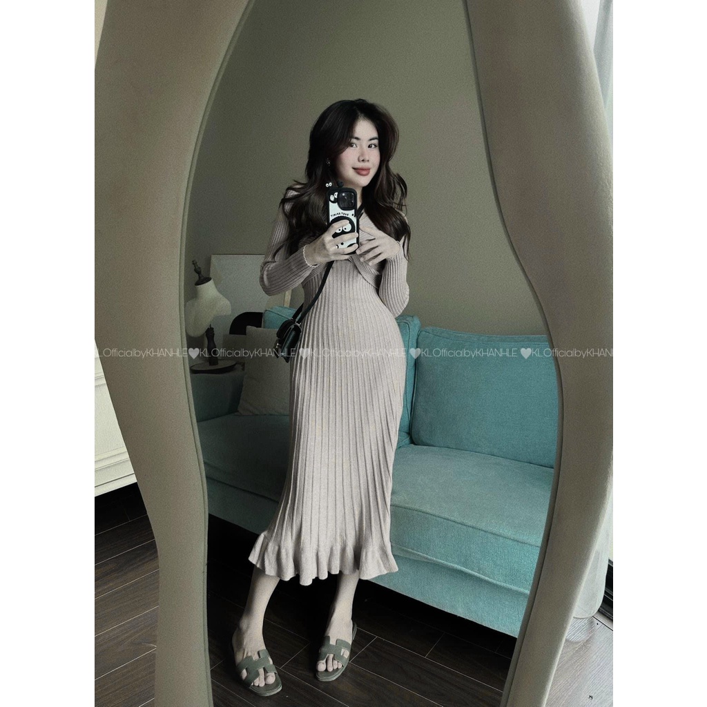 Váy bầu VL695 Váy len Maxi đuôi cá,váy len xoắn ngực chân bèo, váy bầu công sở dự tiệc suông xinh