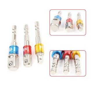 3pcs Socket Adapter Set Driver Hex Shank Drill Bits 1/2" 1/4" 3/8" Impact Driver