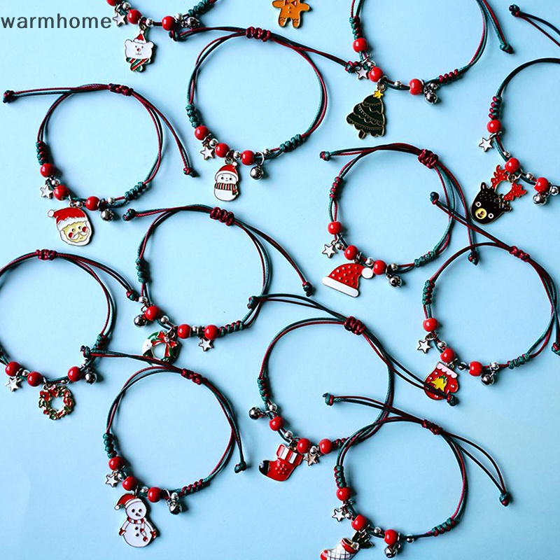 Vòng Đeo Tay Dây Bện Mặt Ông Già Noel / Quả Chuông Giáng Sinh Thích Hợp Làm Quà Tặng Cho Cặp Đôi rft