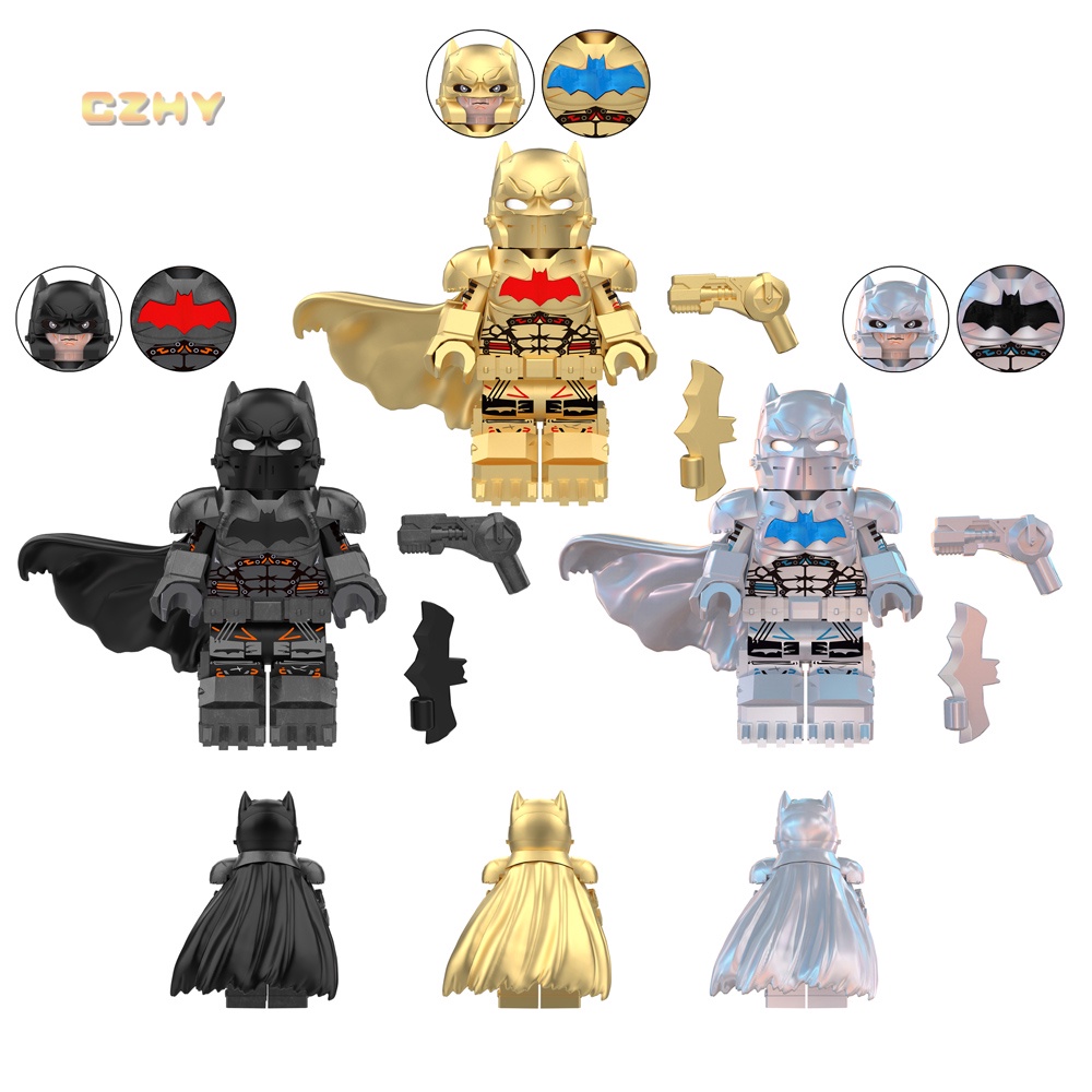 Bộ Đồ Chơi xe Hơi Bằng Nhựa Màu Vàng Đen Trắng Hình Anh Hùng hellbat mini bricks Giáo Dục Trẻ Em moc