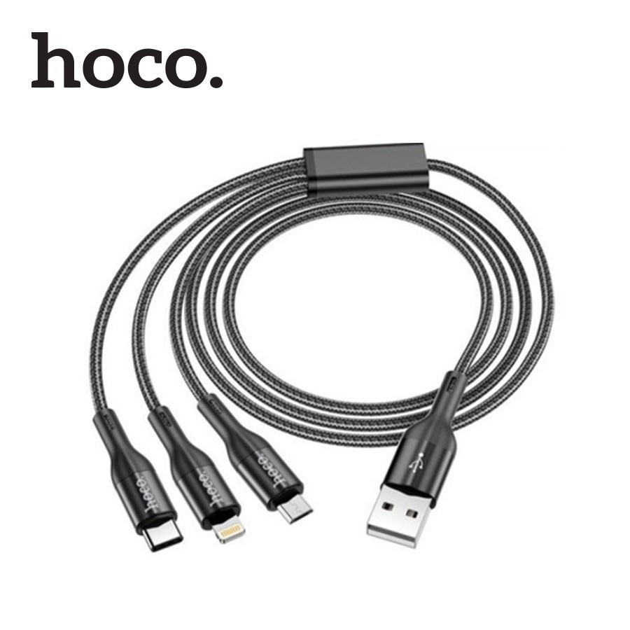 Cáp sạc nhanh chính hãng Hoco dòng 2023 siêu bền dây dài 1m 3 đầu X2 max 3A cao cấp type C /micro usb/cho ip iphone