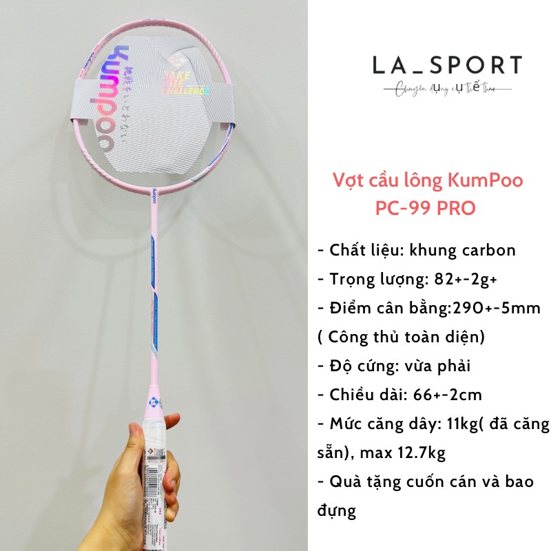 Vợt cầu lông Kumpoo K520pro chính hãng, căng sẵn 11kg tặng kèm bao đựng và quấn cán