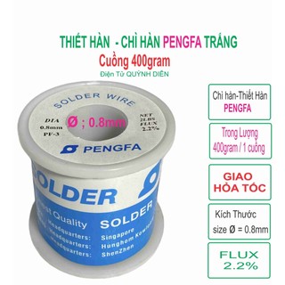 Chì hàn pengfa cuộn 400gr, flux 2.2%, φ 0.8mm, trắng - linh kiện điện tử quỳnh diễn