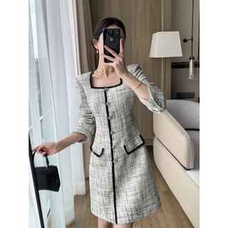 Đầm Ngắn Cổ Vuông Thời Trang Mùa Thu 2023 Mới Phong Cách Pháp Cổ Điển Dành Cho Nữ