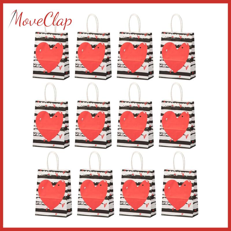 Set 12 Túi Đựng Quà Tặng Có Tay Cầm Cho Năm Mới / Sinh Nhật / Giáng Sinh