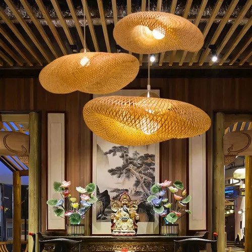Đèn Chùm Tre 40cm Cho Nhà Hàng Trung Quốc Mới, Quán Bar, Đèn Lồng Bằng Tre zen Phòng Trà Gia Đình, Nhà Hàng hot Pots, Nhật Bản Cố Định Nhẹ Cố Định