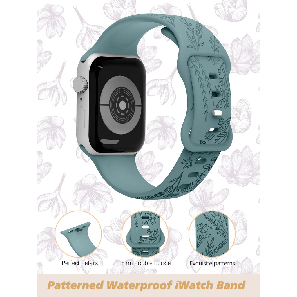 Dây Đeo Họa Tiết Hoa Oải Hương Cho Đồng Hồ Thông Minh iwatch 38 / 40 / 41mm 42 / 44 / 45 / 49mm